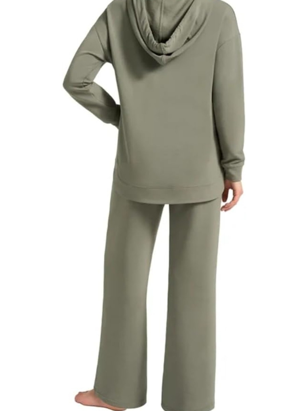 Women's Relaxed Olive Green Hoodie & Wide-Leg Lounge Set NWOT